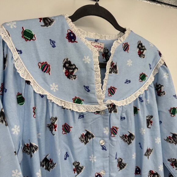 Lanz of Salzburg NWT Women  100% Cotton Flannel Nightgown w/ Scottie Dogs Print - Picture 6 of 15